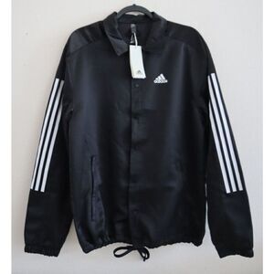 Adidas IB8395 Men's Sz Small Black Satin Coaches Track Jacket